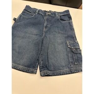 Faded Glory Men's Denim Cargo Shorts Size 33 Blue Utility Pockets Cotton.   3870